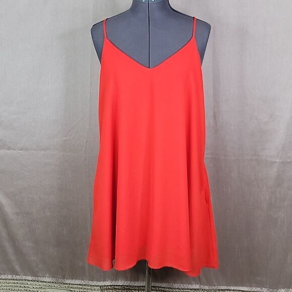 ADRIENNE Red Strappy Little Flowy Mini Dress Small - Picture 1 of 7